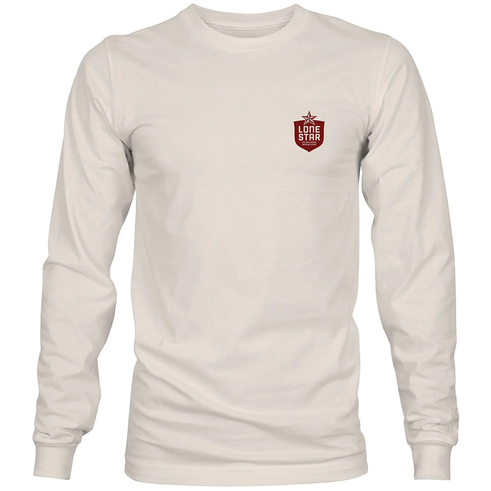 "Lone Star" Long Sleeve T-shirt Cream w/Red Logo - Image 2