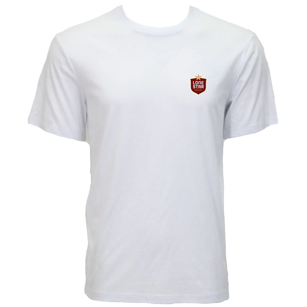 "Lone Star" White Pocket Tee w/ Cowboy Logo on Back - Image 2