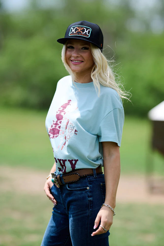 "Loop" Hat Black w/Turquoise & Orange Rectangle Patch - Image 6