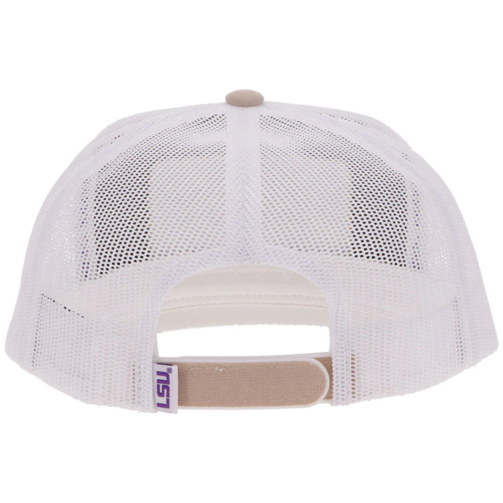 "Louisiana State University" Hat Tan/White w/Rectangle Patch - Image 2