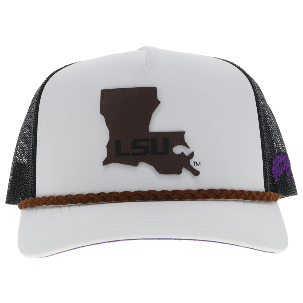 "Louisiana State University" Hat White/Black w/ Brown Patch - Image 4