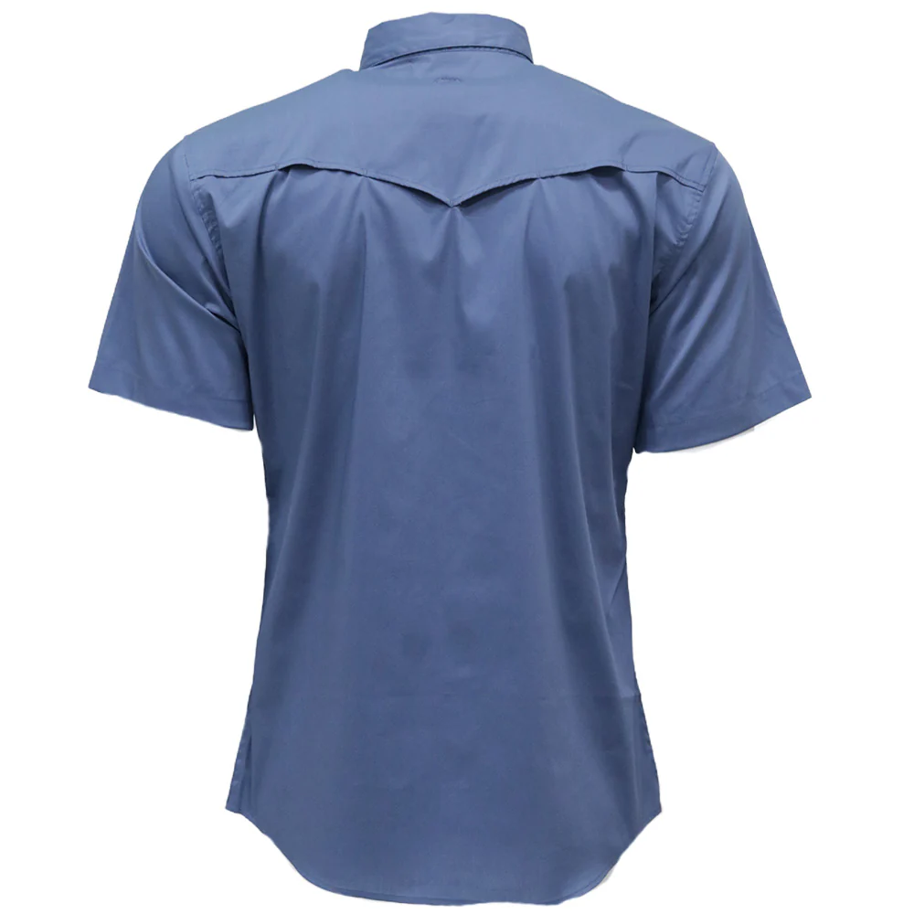 "Maverick" Short Sleeve Button Up Shirt Blue - Image 2