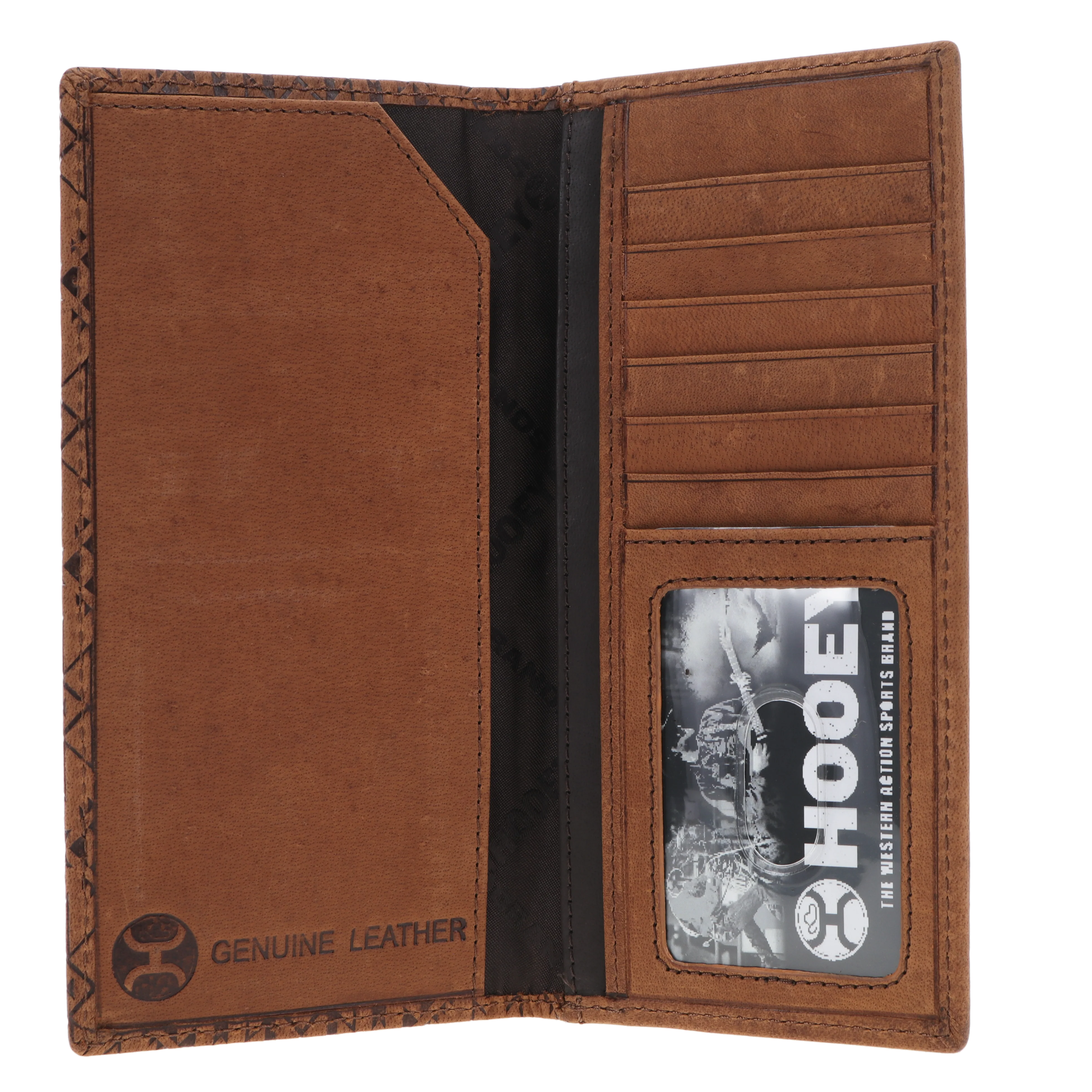 "Monterey" Rodeo Wallet Brown w/ Aztec Embossed Print - Image 3