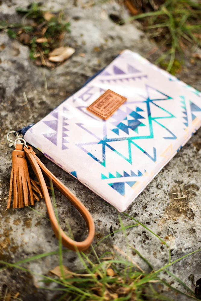 "Monterrey" Pink/Navy Aztec Pattern Arena Wristlet - Image 3