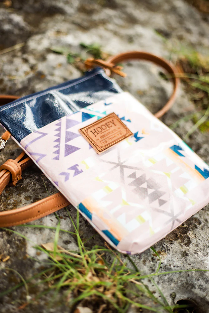 "Monterrey" Pink/Navy Aztec Pattern Crossbody Purse - Image 3