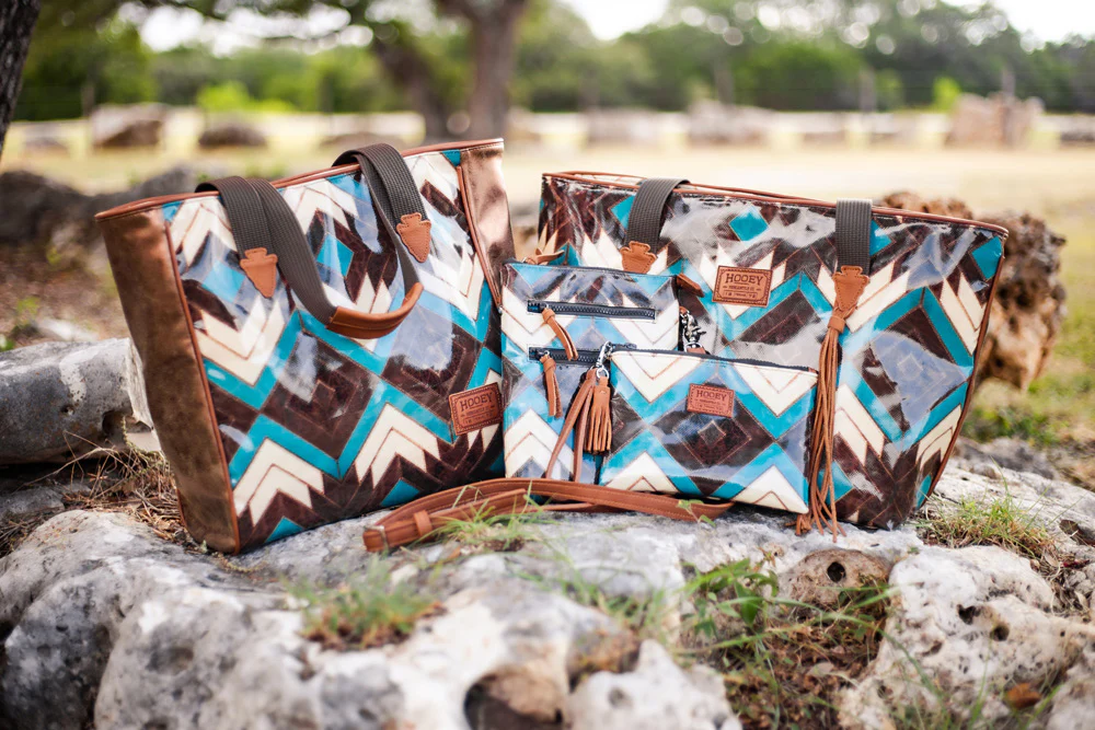 "Montezuma" Brown/Turquoise Aztec Pattern Crossbody Purse - Image 4