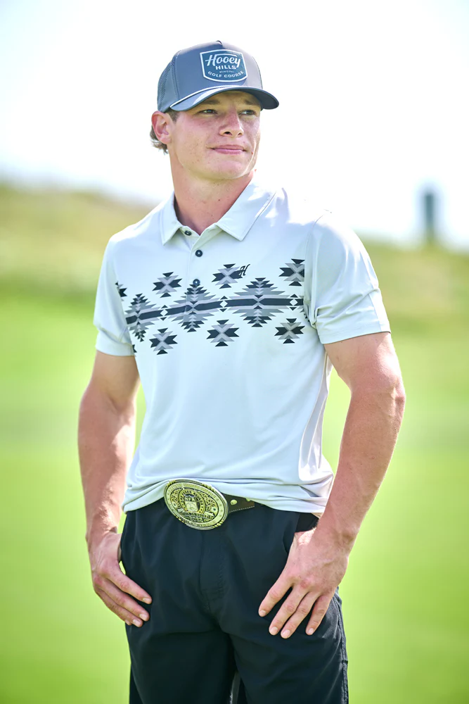 "Noonan" Cowboy Golf Hat Grey w/Black & White Patch - Image 3
