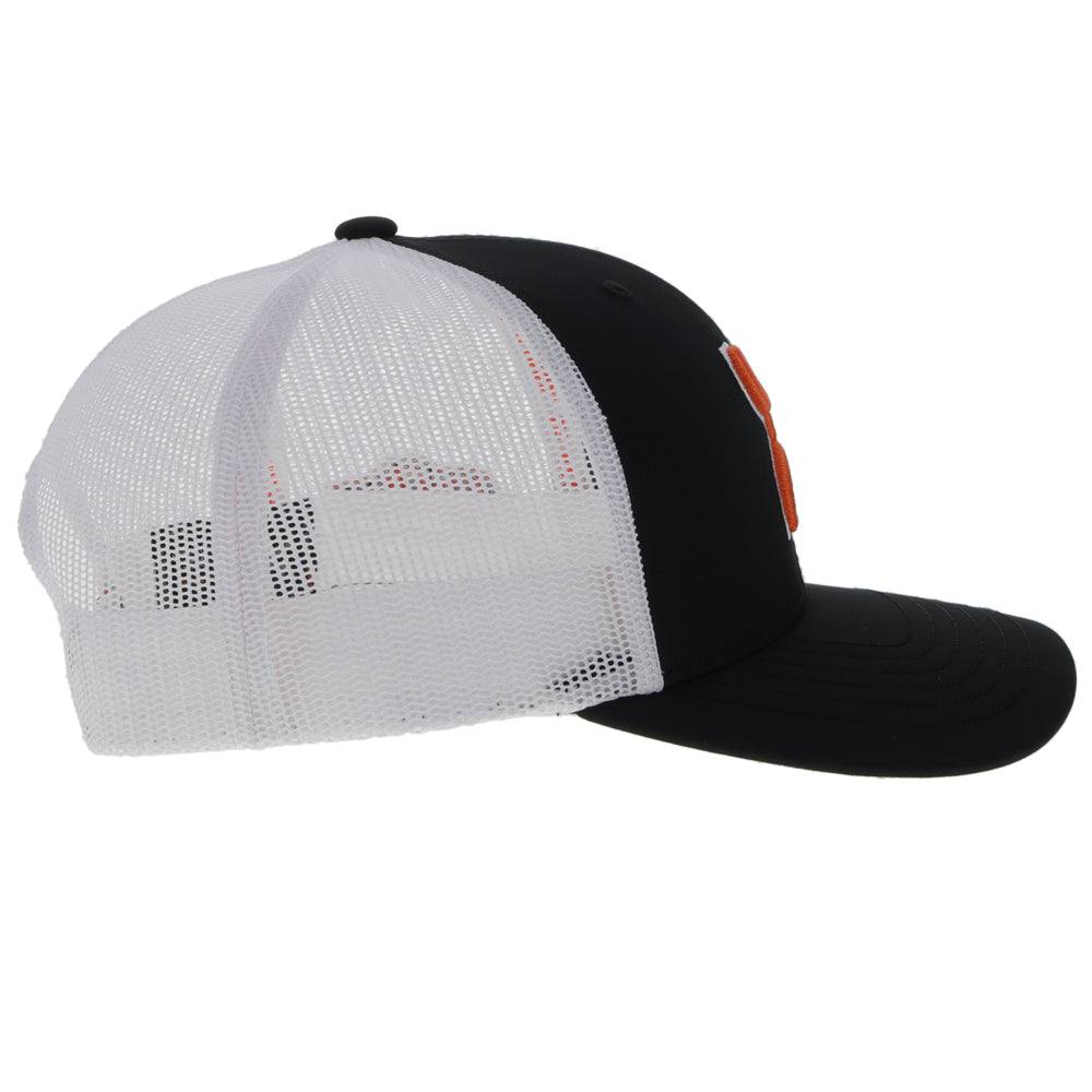 "Oklahoma State" Hat Black/White w/Orange & White Hooey Logo - Image 4