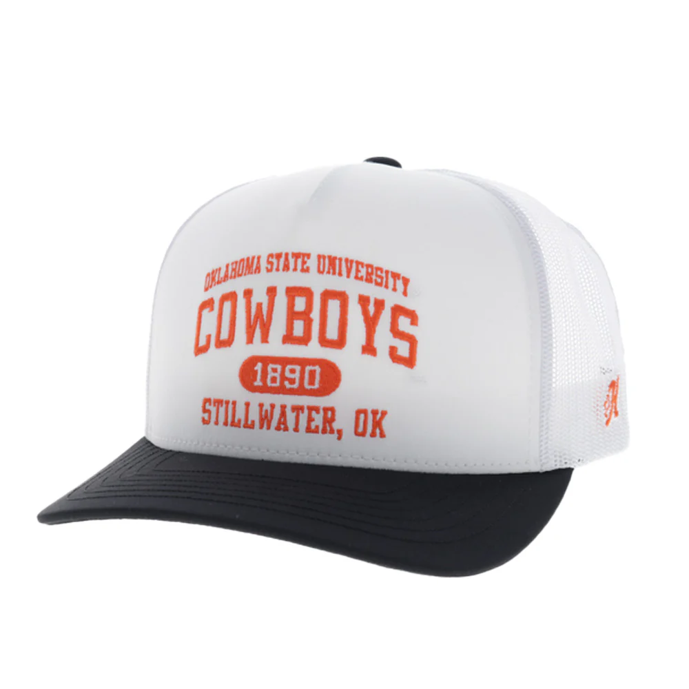 "Oklahoma State" Hat White w/Black Bill