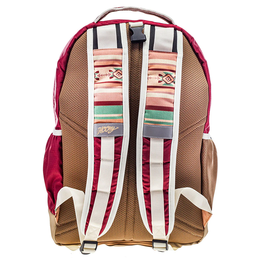 "Ox" Hooey Backpack Burgundy/Tan w/Aztec - Image 2