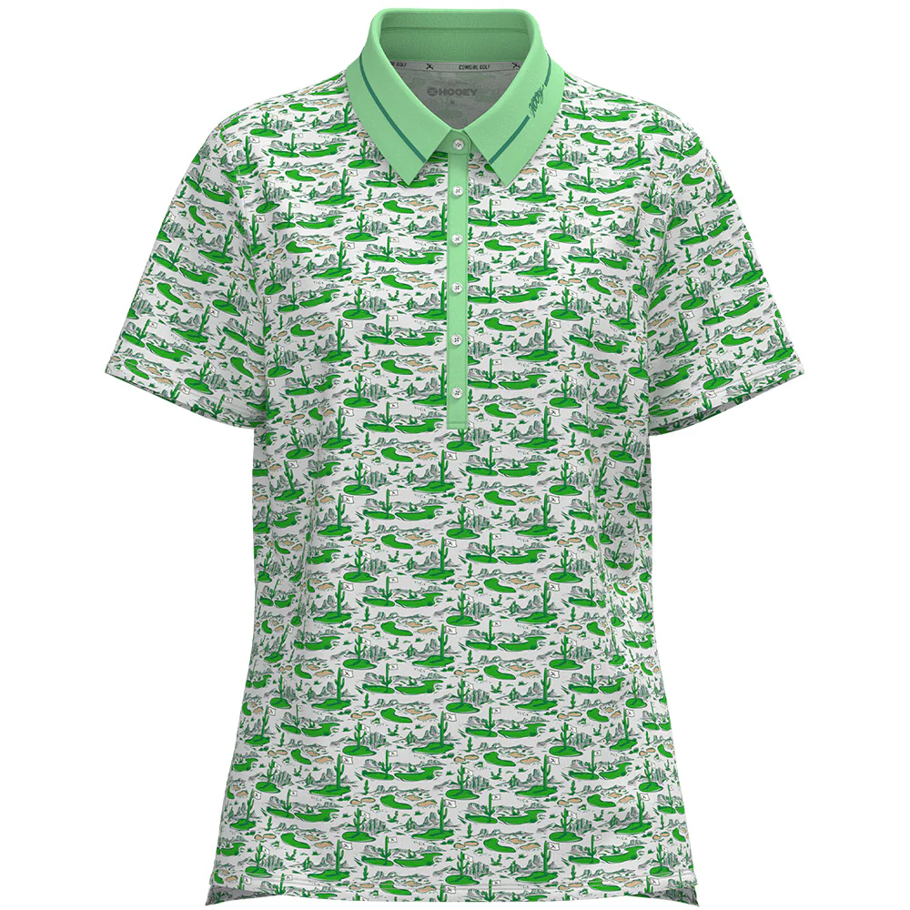 "Palmer" Short Sleeve Polo Green/White Hooey Hills
