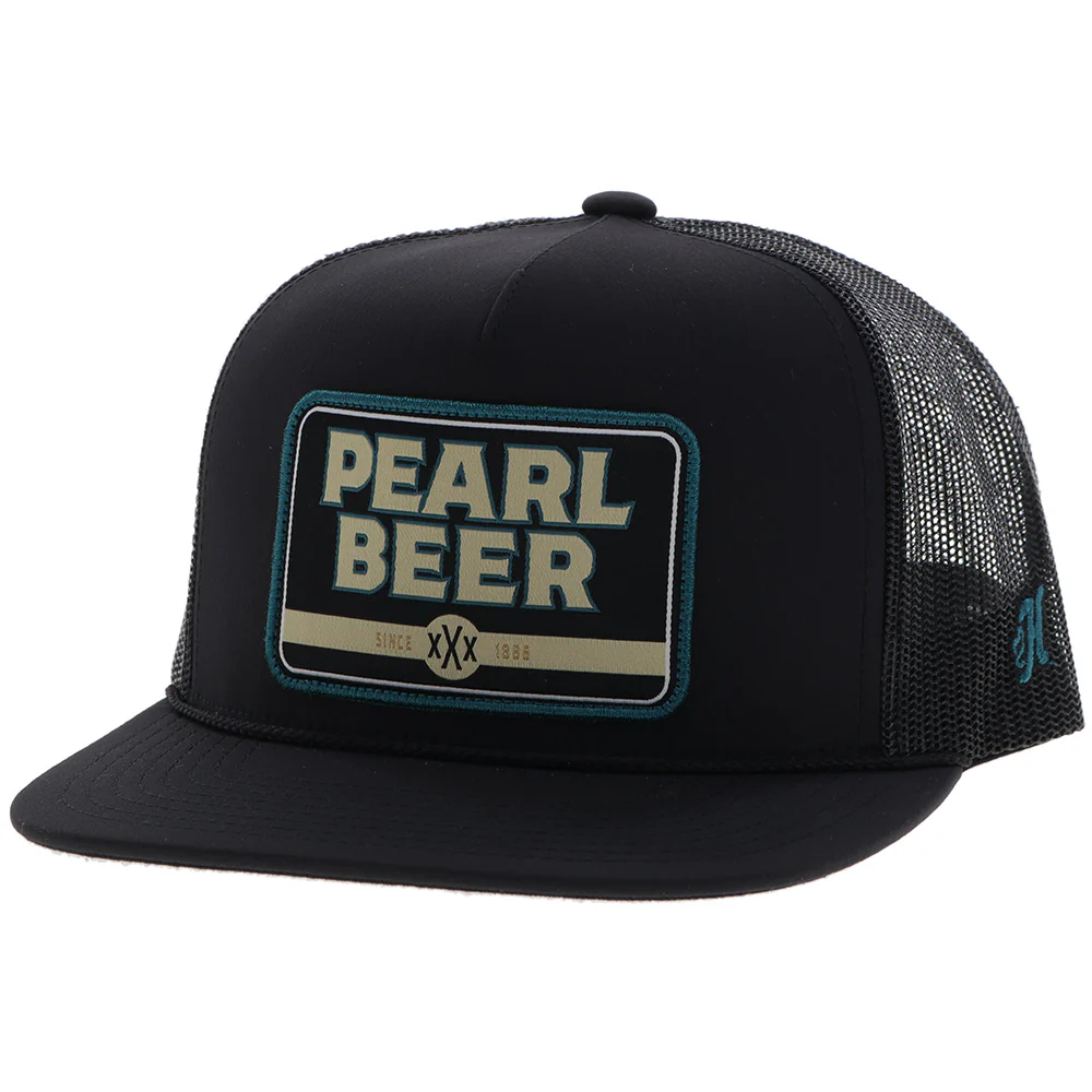"Pearl" Hat Black w/Teal & Tan Patch