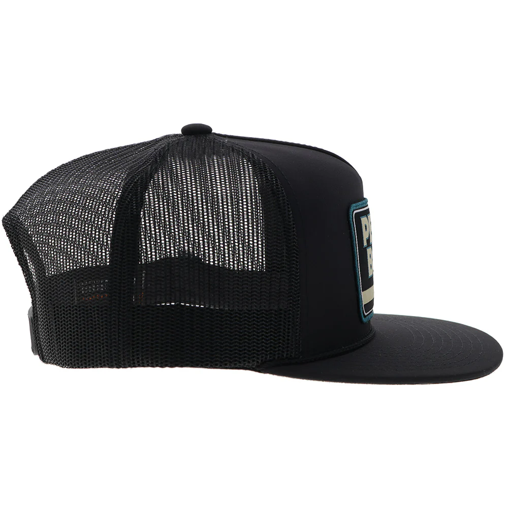 "Pearl" Hat Black w/Teal & Tan Patch - Image 3