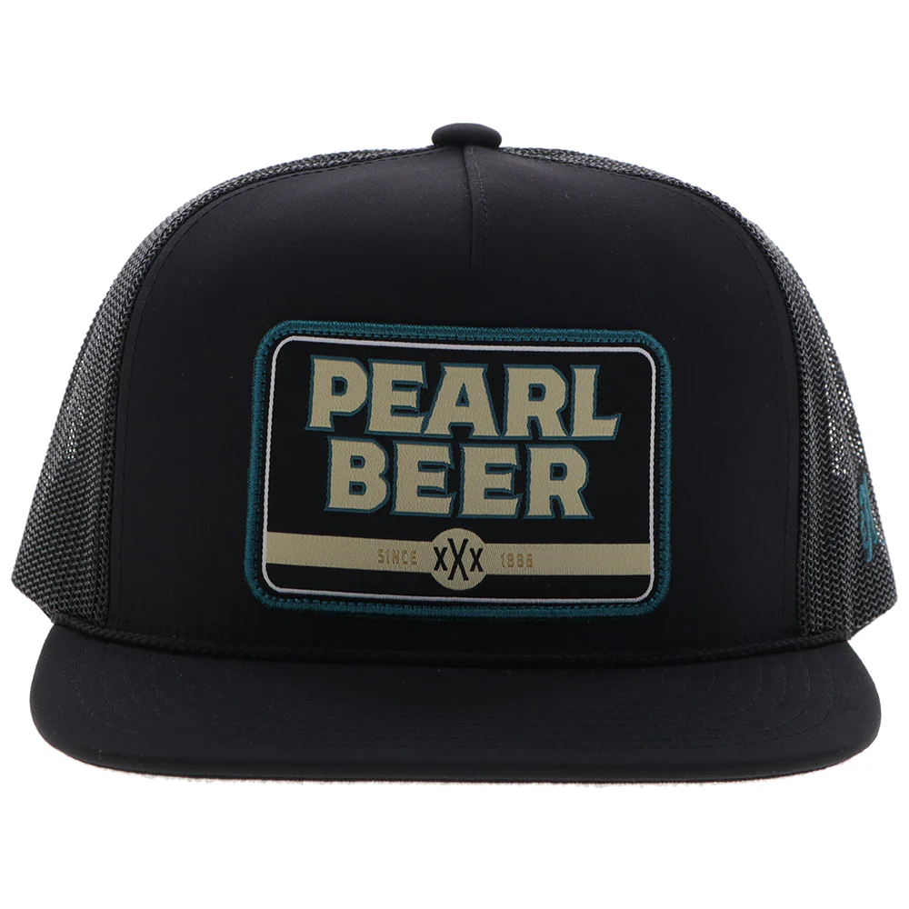 "Pearl" Hat Black w/Teal & Tan Patch - Image 4