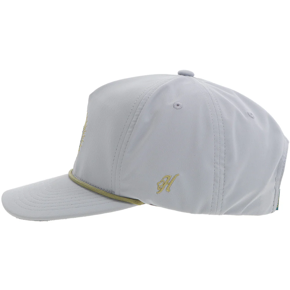 "Pearl" Hat Grey w/ Teal & Mustard Logo - Image 3