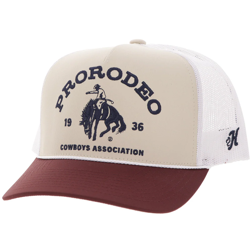 Prorodeo Hat Tan/White w/Blue Logo