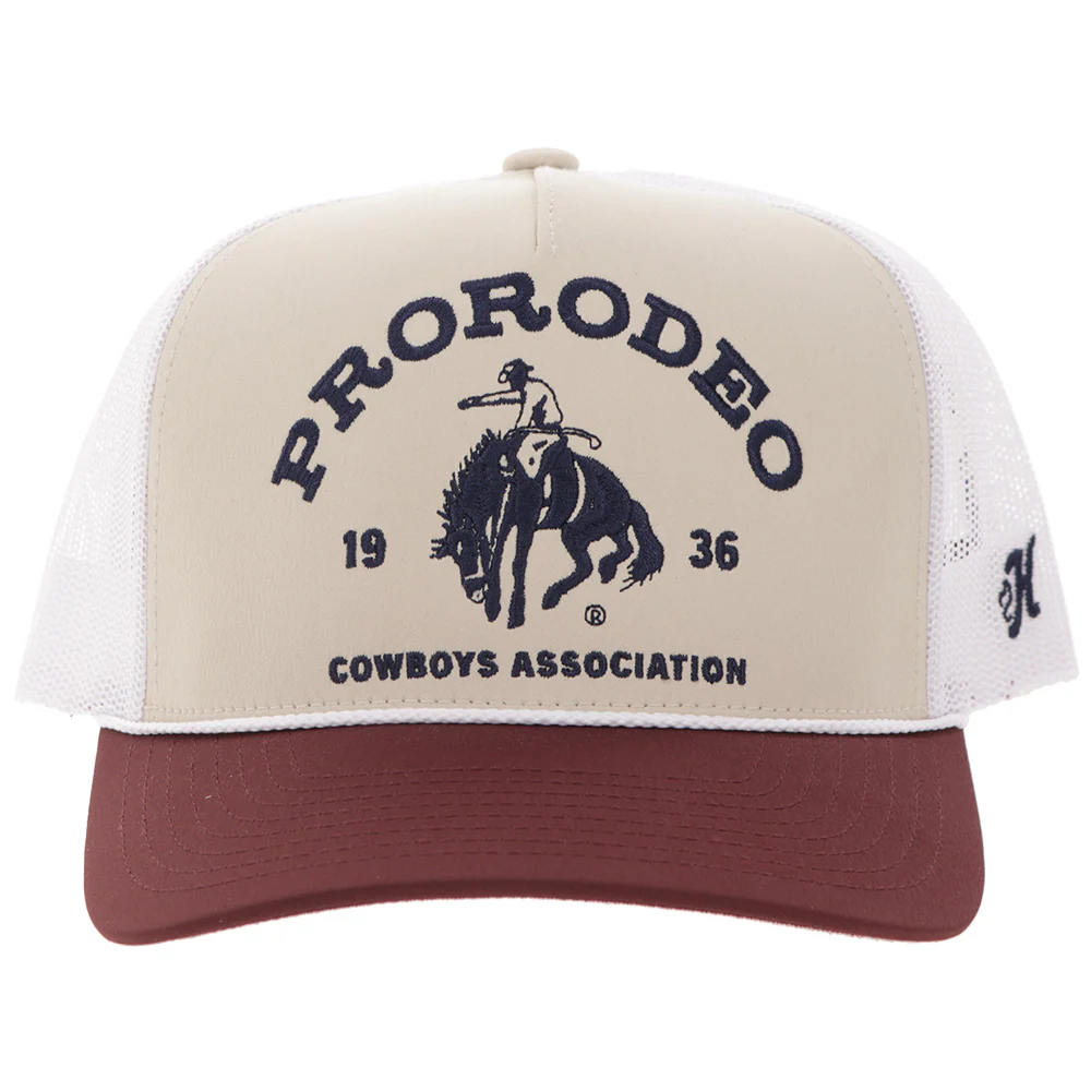 Prorodeo Hat Tan/White w/Blue Logo - Image 4