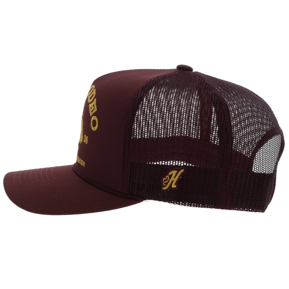 Prorodeo Maroon Hat w/Gold Logo - Image 3
