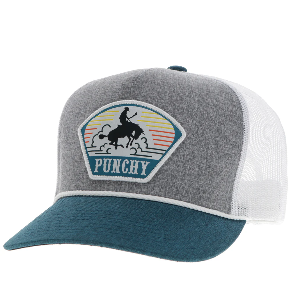 "Cavvy" Hat Grey/White w/Orange/Teal & White Patch