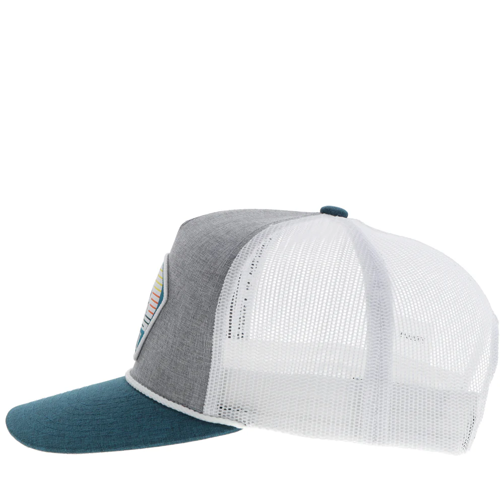 "Cavvy" Hat Grey/White w/Orange/Teal & White Patch - Image 3
