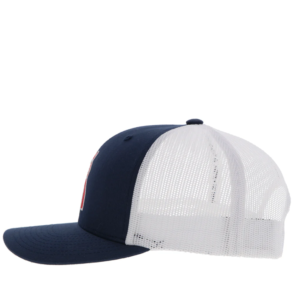 "Punchy" Hat Navy/White w/Red & White Logo - Image 3