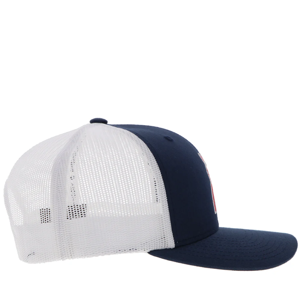 "Punchy" Hat Navy/White w/Red & White Logo - Image 5