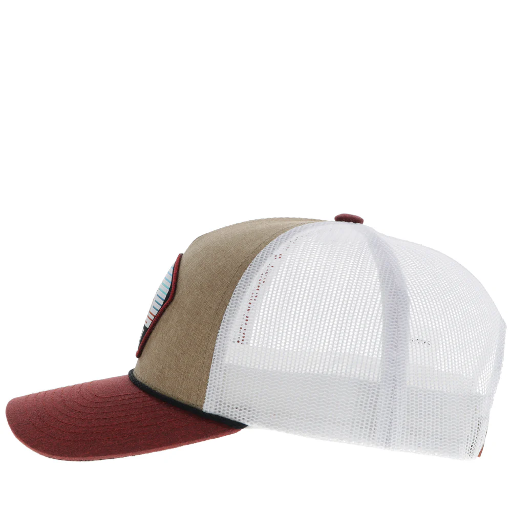 "Cavvy" Hat Tan/White w/Blue/ Rust & White Patch - Image 3