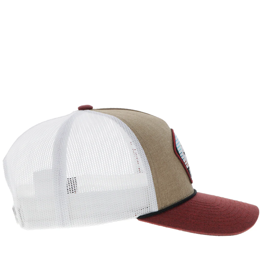 "Cavvy" Hat Tan/White w/Blue/ Rust & White Patch - Image 4