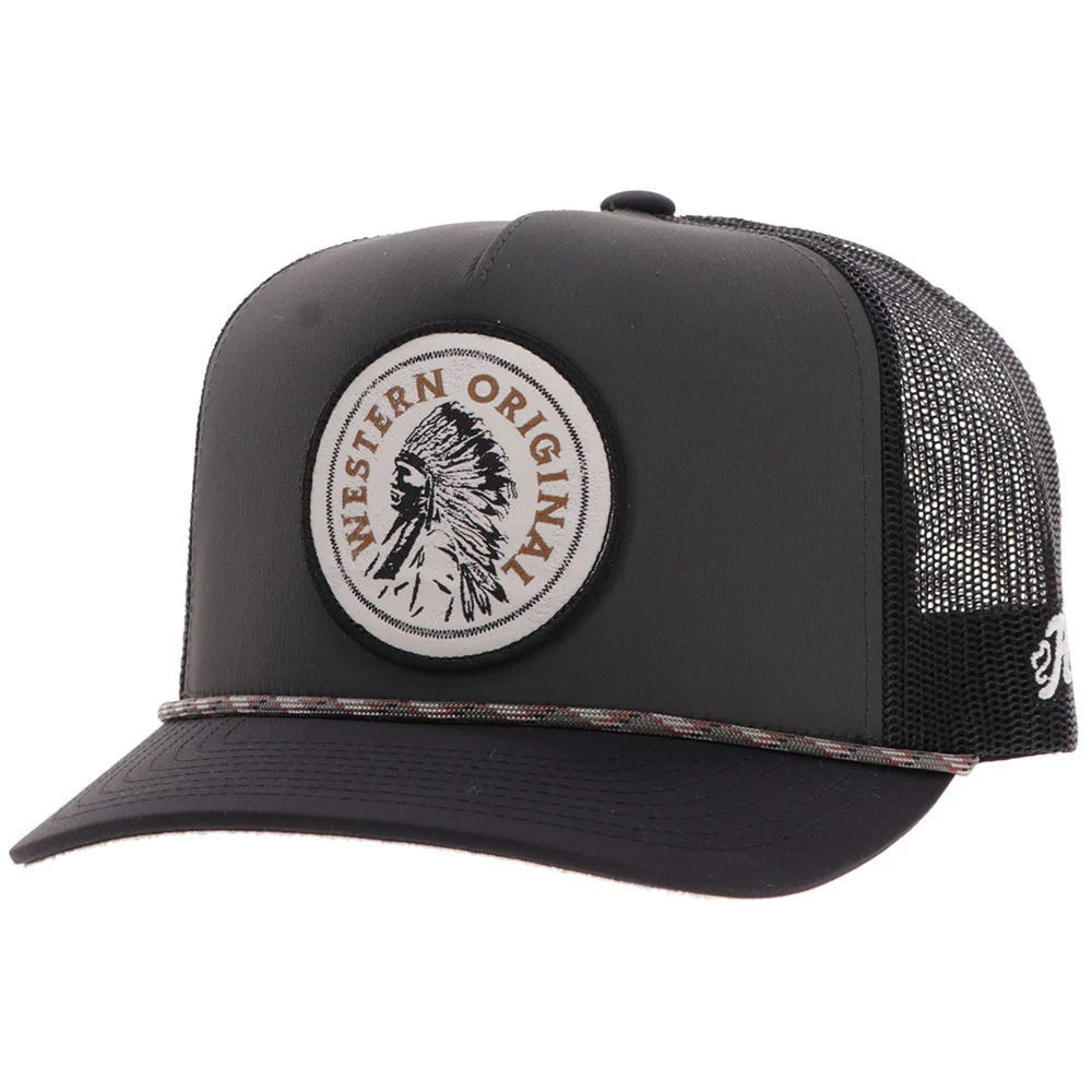 "Quanah" Hat Charcoal/Black w/Black & White Circle Patch