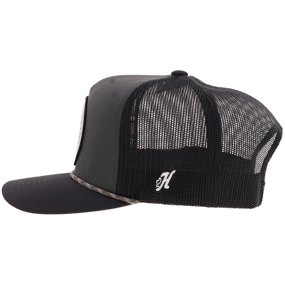 "Quanah" Hat Charcoal/Black w/Black & White Circle Patch - Image 5