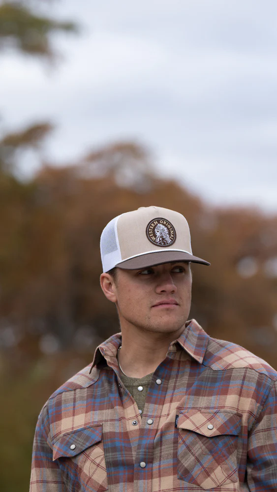 "Quanah" Hat Tan/White w/Brown/White Circle Patch - Image 6
