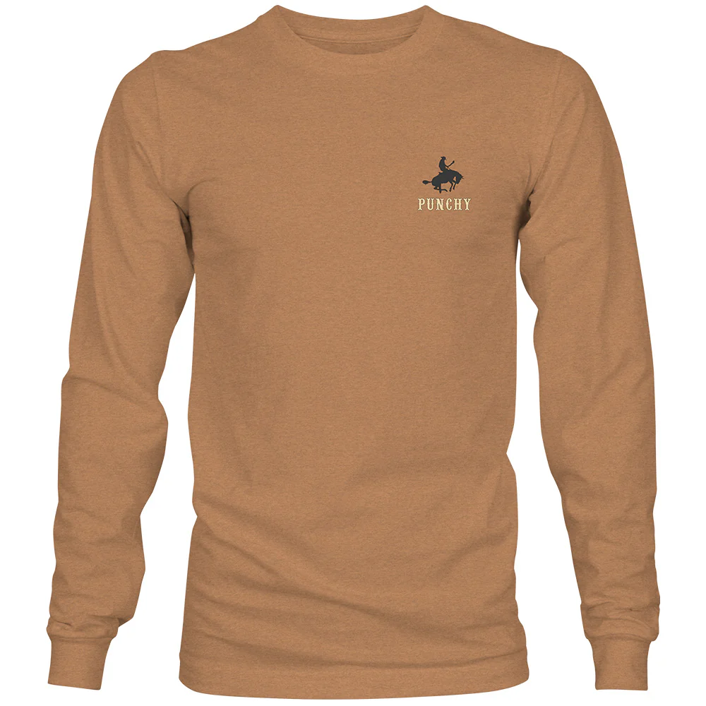 "Ranchero" Long Sleeve T-shirt Sienna Heather w/Orange & Blue Logo - Image 2