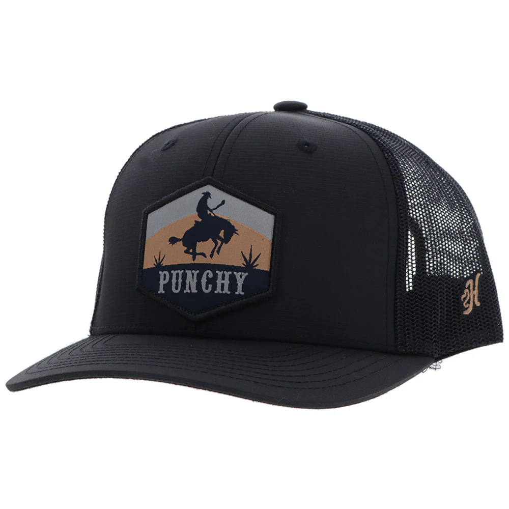 "Ranchero" Punchy Hat Black w/Multi Color Patch