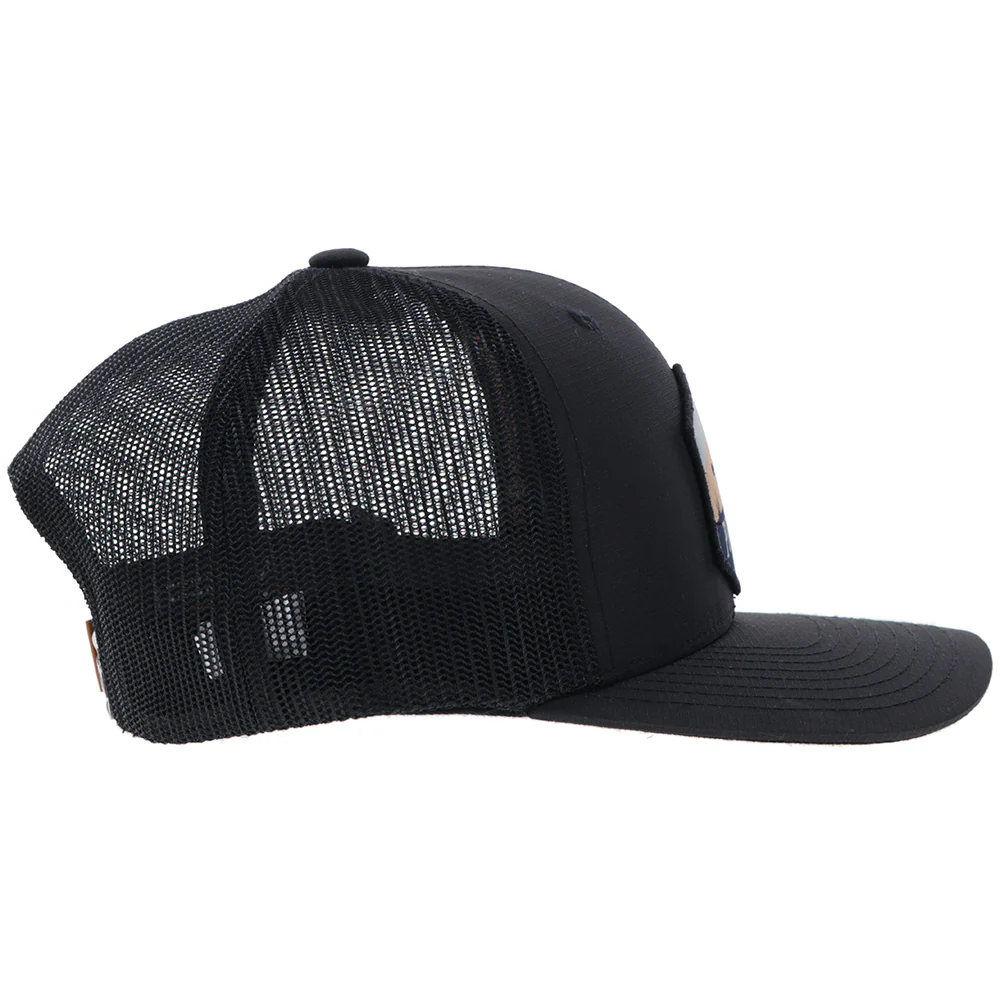 "Ranchero" Punchy Hat Black w/Multi Color Patch - Image 3