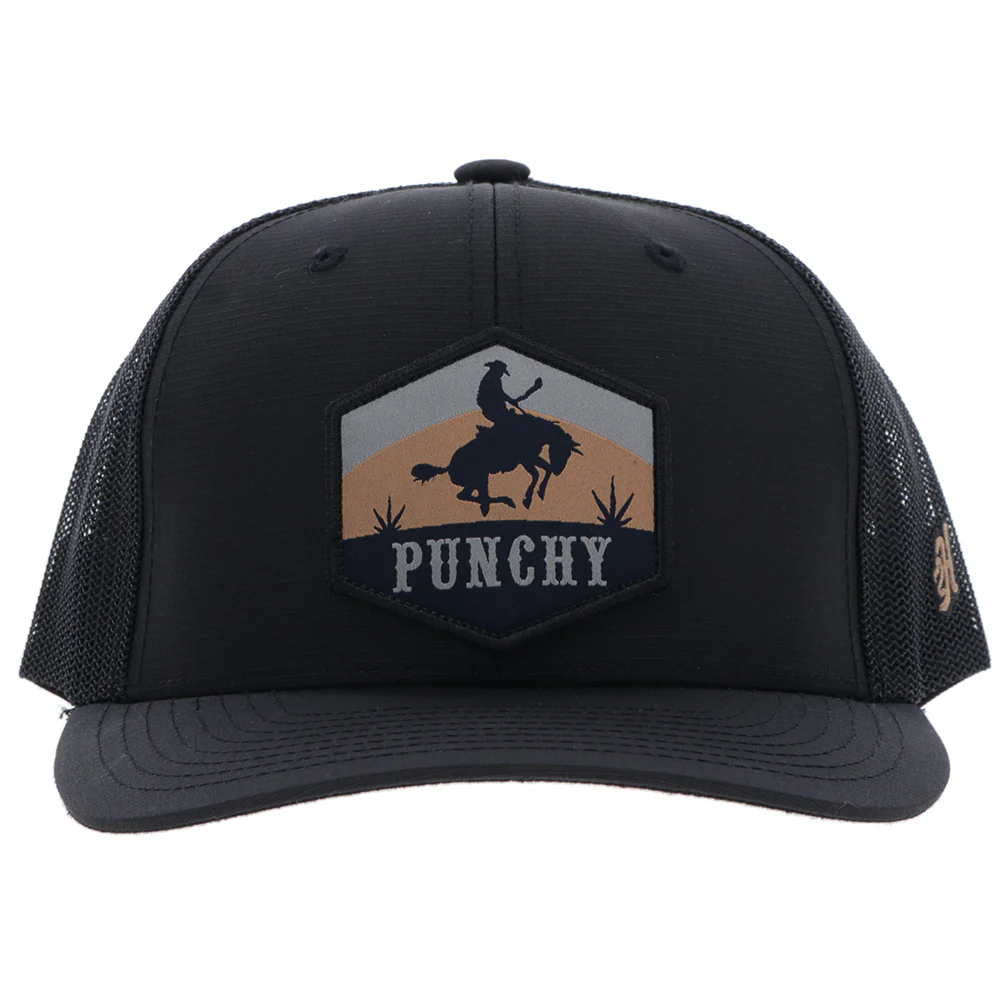 "Ranchero" Punchy Hat Black w/Multi Color Patch - Image 4