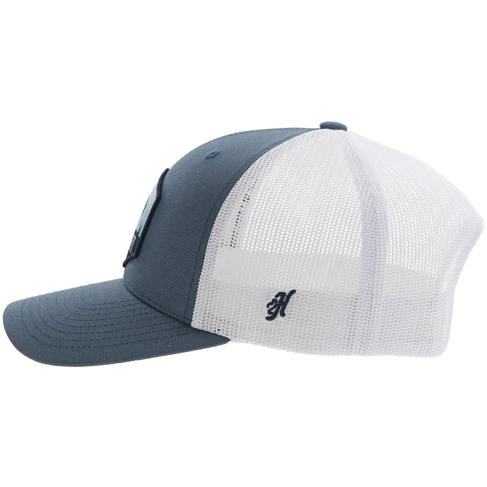 "Ranchero" Punchy Hat Blue/White w/Black & Blue Patch - Image 3