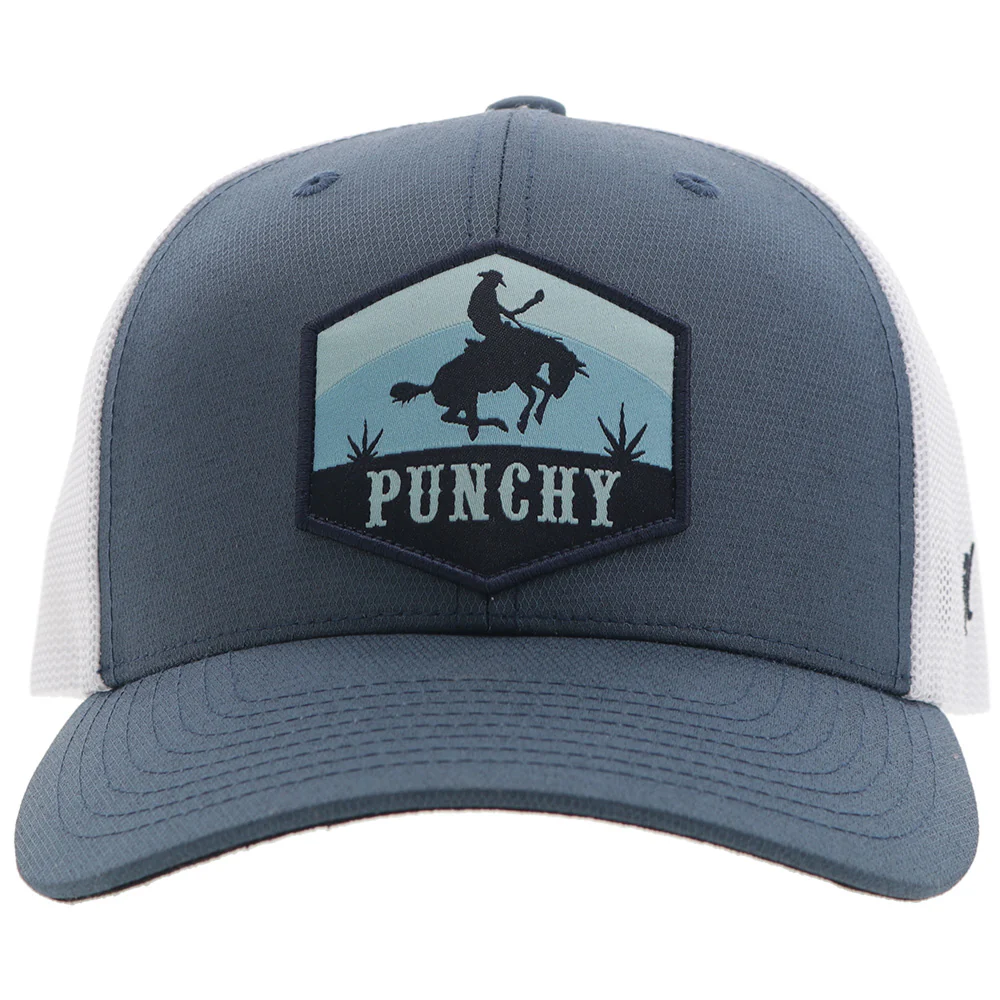 "Ranchero" Punchy Hat Blue/White w/Black & Blue Patch - Image 4