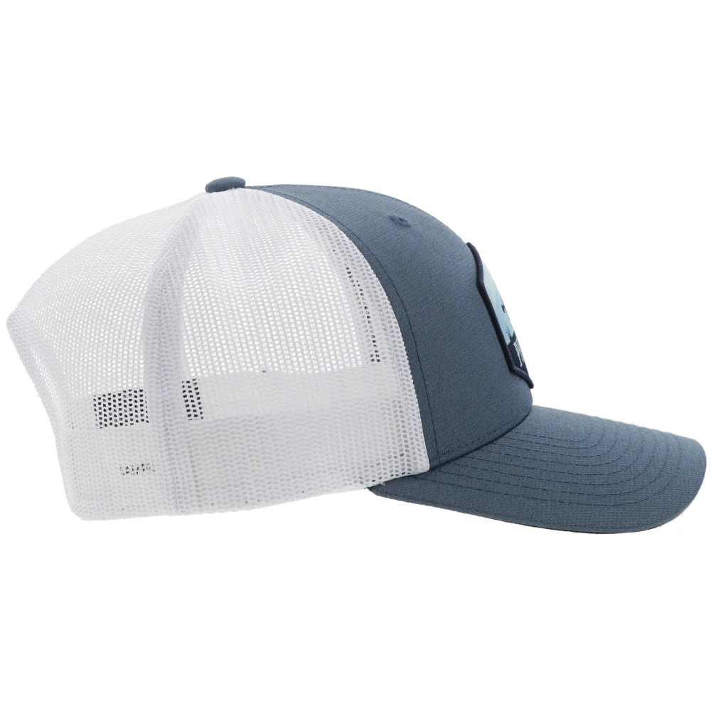 "Ranchero" Punchy Hat Blue/White w/Black & Blue Patch - Image 5