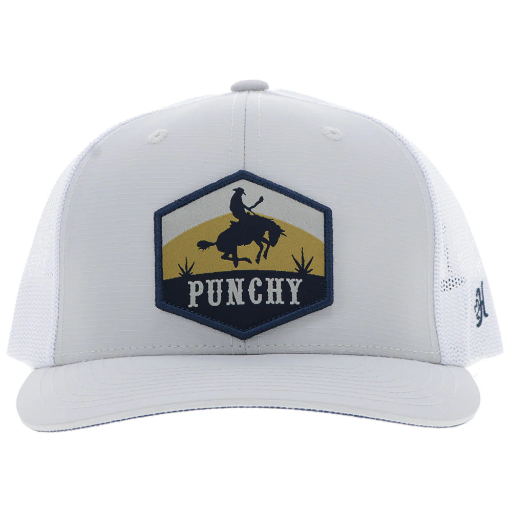 "Ranchero" Punchy Hat Grey/White w/Multi Color Patch - Image 3