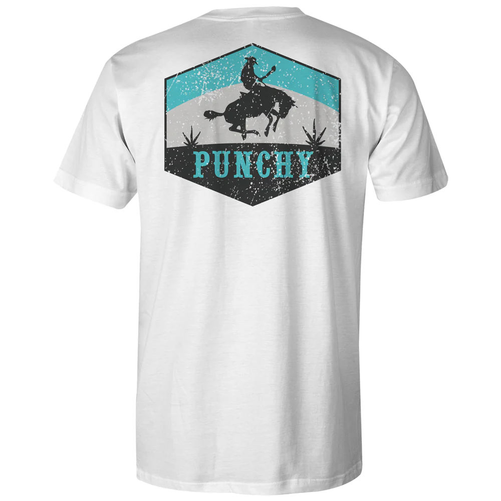 "Ranchero" White w/Turquoise/Black Logo T-shirt