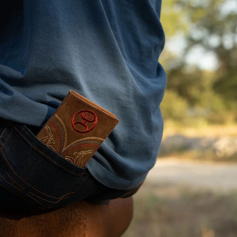"Ranger" Tan w/Embroidered Accents Rodeo Hooey Wallet - Image 4