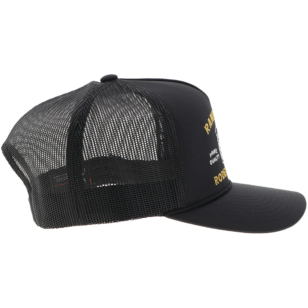 "Rank Stock" Hat Black w/Yellow & White Stitching - Image 3