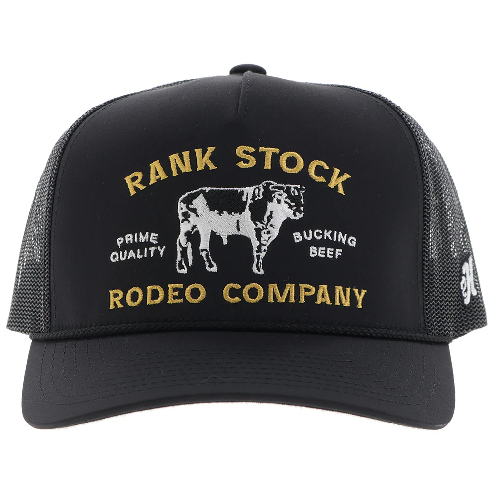 "Rank Stock" Hat Black w/Yellow & White Stitching - Image 4