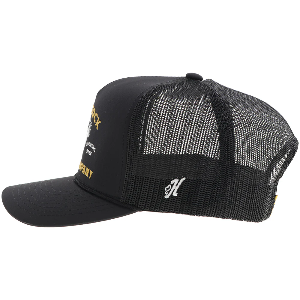 "Rank Stock" Hat Black w/Yellow & White Stitching - Image 5