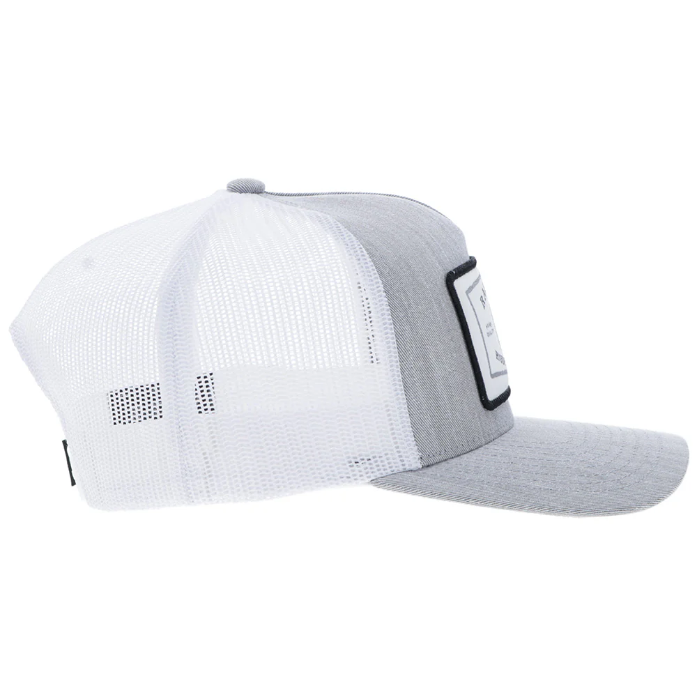 "Rank Stock" Hat Grey & White w/Rectangle Patch - Image 3