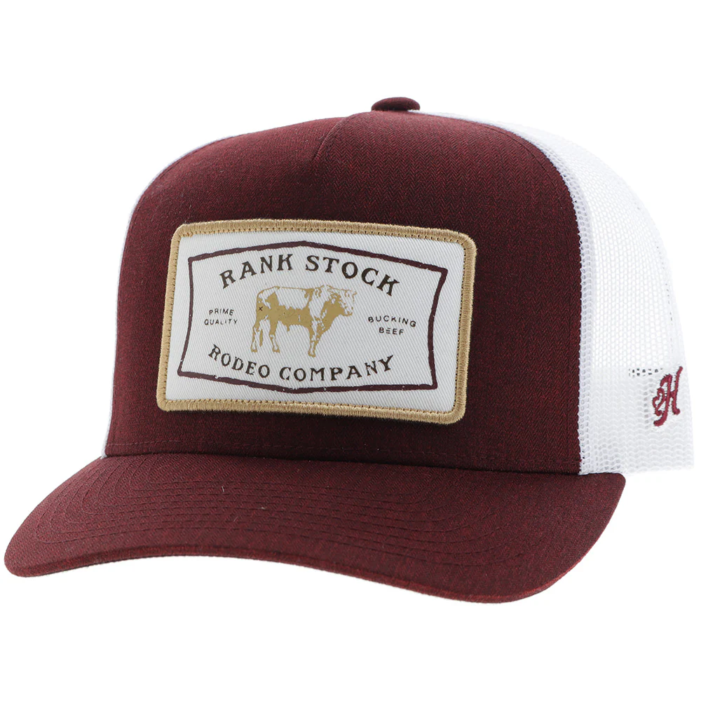"Rank Stock" Hat Maroon/White w/Rectangle Patch