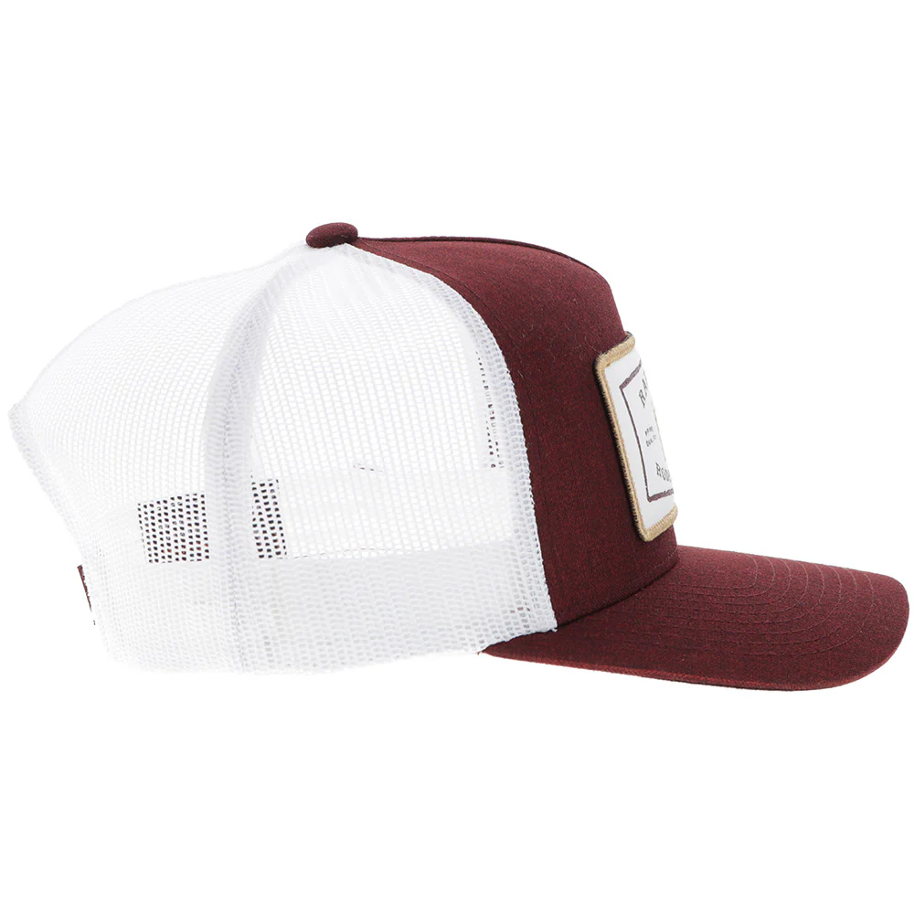 "Rank Stock" Hat Maroon/White w/Rectangle Patch - Image 3