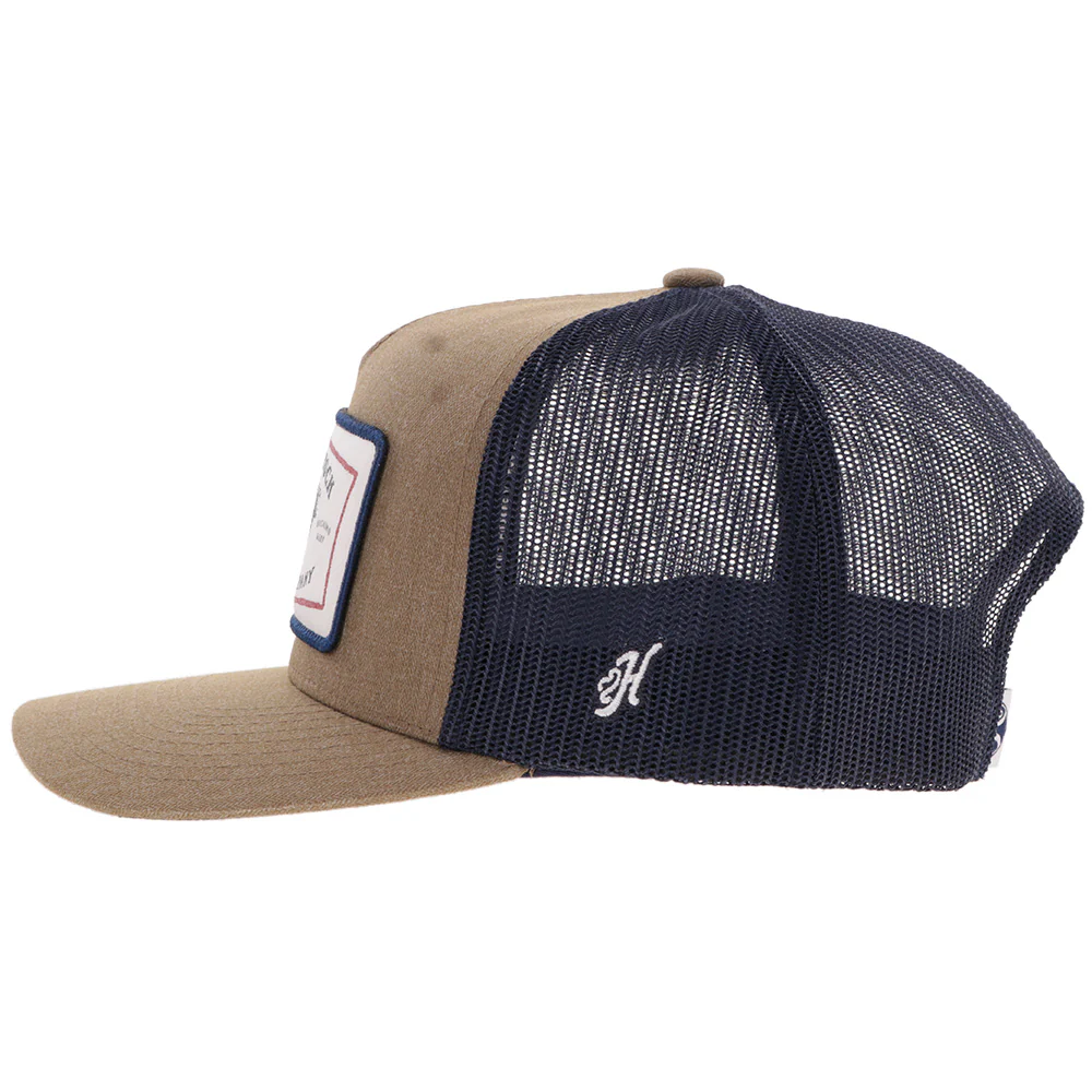 "Rank Stock" Hat Tan & Navy w/Rectangle Patch - Image 5