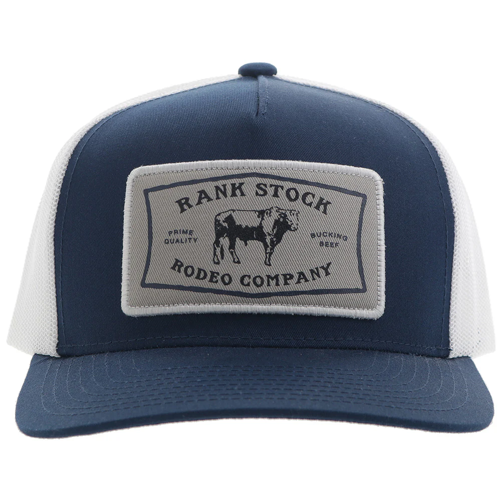 "Rank Stock" Hooey Hat Navy/White w/Grey/White Patch - Image 4