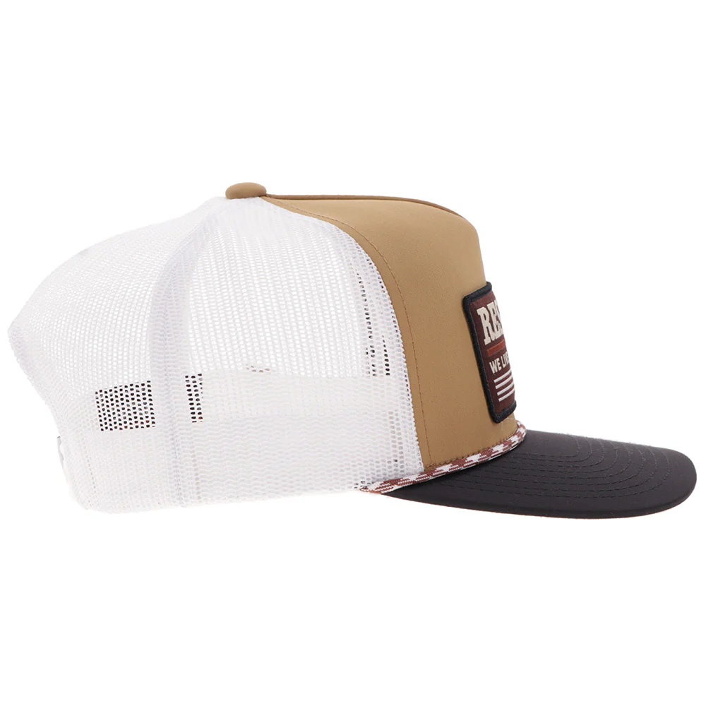"Resistol" Hat Tan & White w/Black & Red Patch - Image 3